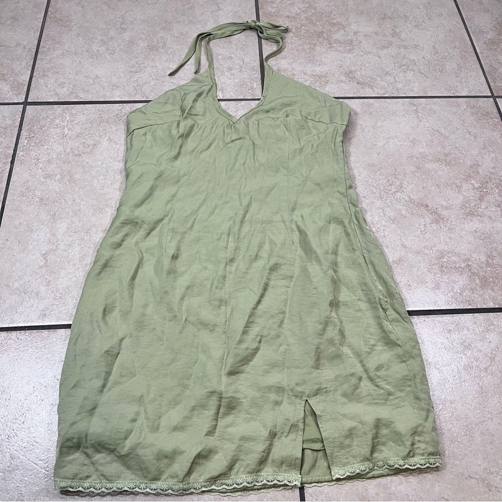 Princess Polly Women’s Size 4 Mini halter Dress‎ lined Sage green